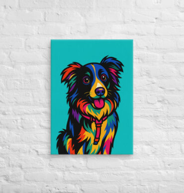 Custom Color-Boom Pet Portrait – Rainbow Fur Pop Art Canvas