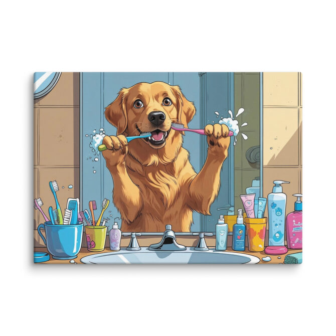 Brush Time Bandit – Funny Custom Pet Bathroom Canvas - Image 3