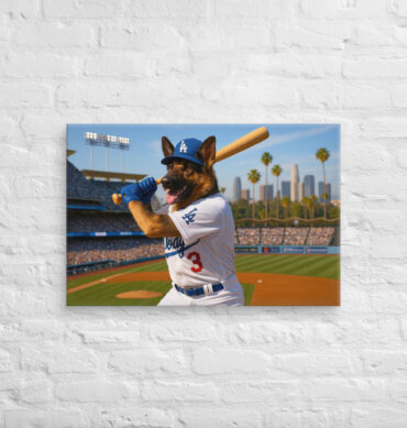 Los Angeles Dodgers Custom Pet Portrait – Hollywood Slugger Canvas