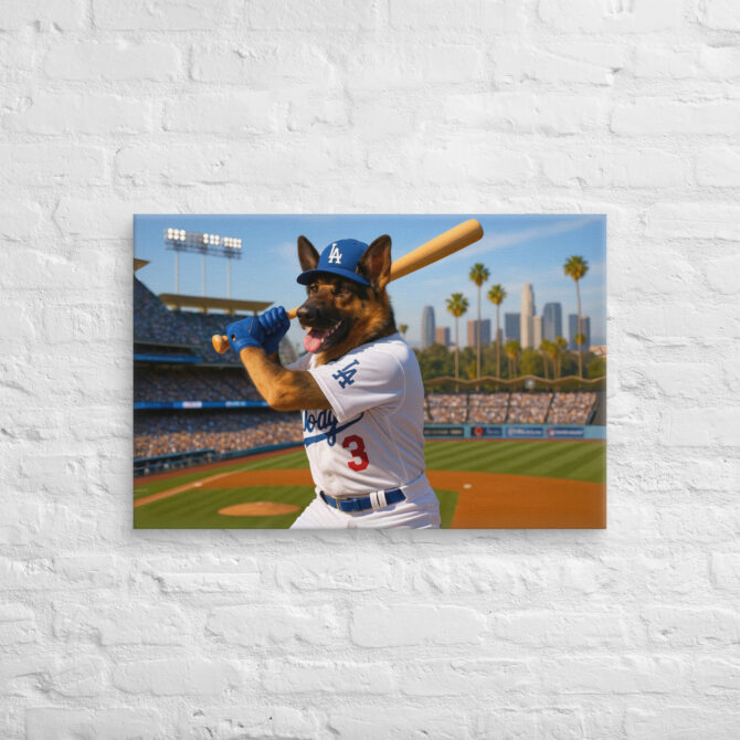 Los Angeles Dodgers Custom Pet Portrait – Hollywood Slugger Canvas