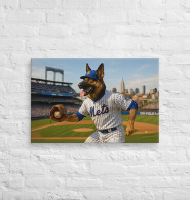 New York Mets Pet Portrait – “Queens Power Play” Canvas