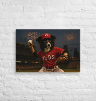 Cincinnati Reds Custom Pet Portrait – Baseball Canvas Art