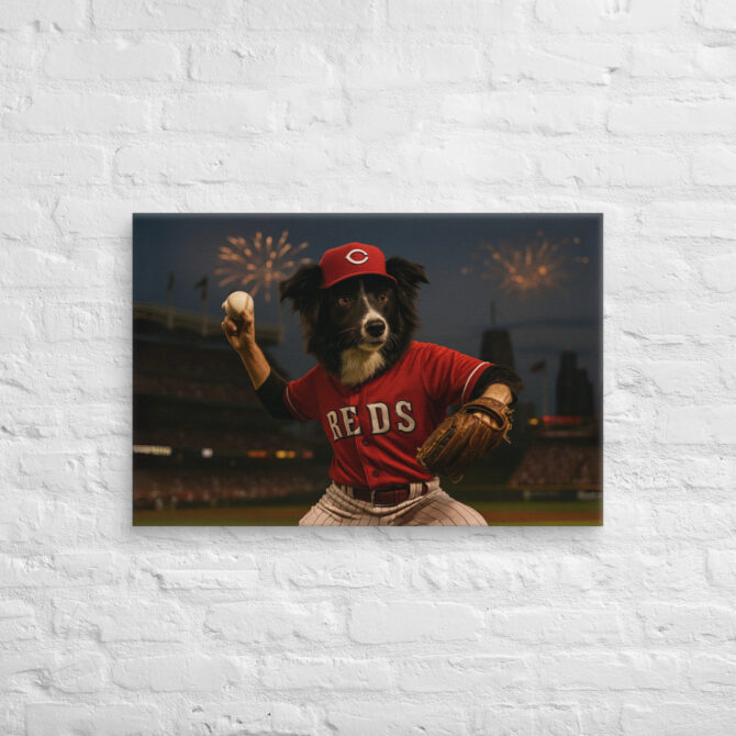 Cincinnati Reds Custom Pet Portrait – Baseball Canvas Art