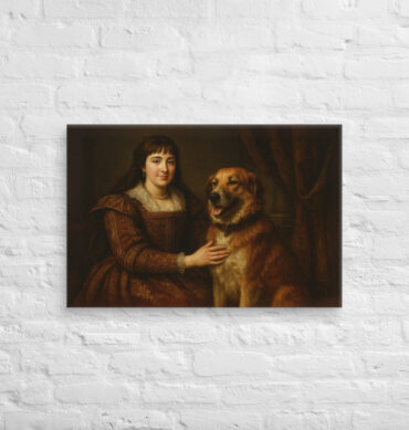 Vintage Renaissance Pet & Owner Portrait on Canvas