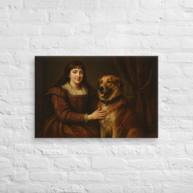 Vintage Renaissance Pet & Owner Portrait on Canvas