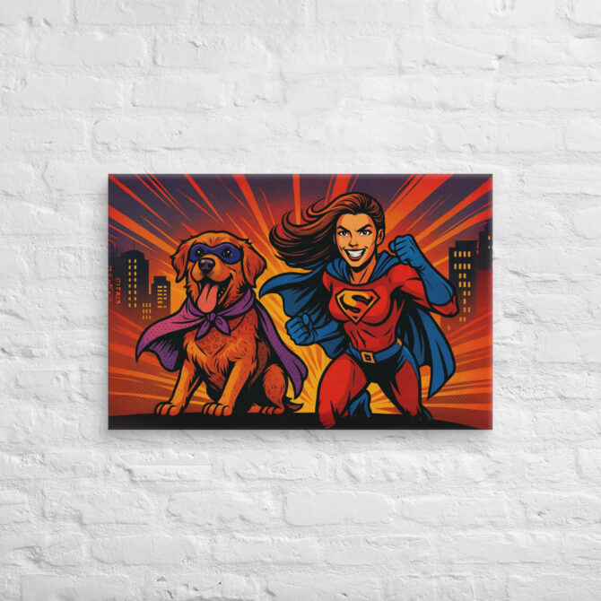 Comic Book Duo – Custom Pet & Owner Canvas Art