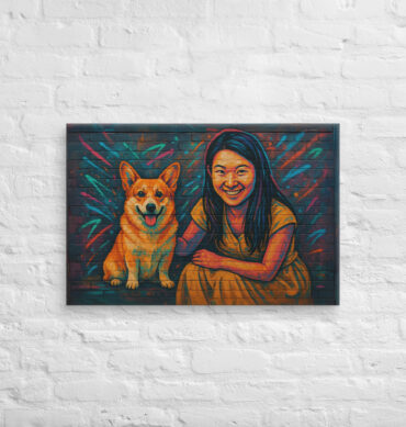 Pet & Owner Urban Street Art Canvas – Custom Graffiti Mural