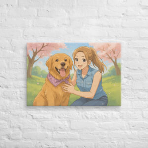 Custom Anime Pet & Owner Canvas – Japanese Style Portrait