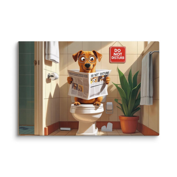 Custom Pet Bathroom Canvas – “Occupied Throne” Print