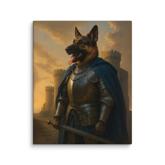 Medieval Knight Pet Portrait – Custom Warrior Canvas Art - Image 3