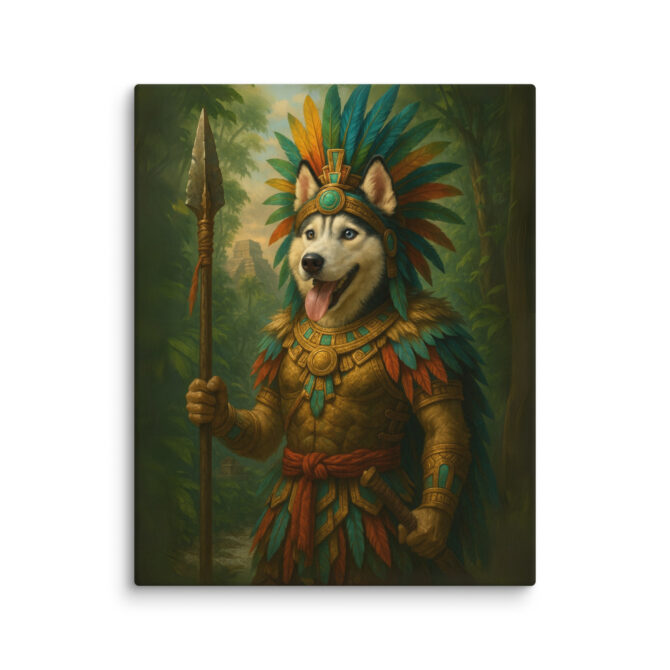 Custom Aztec Warrior Pet Portrait – Canvas Wall Art - Image 3