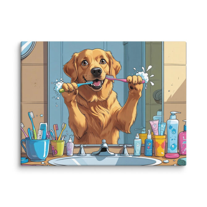 Brush Time Bandit – Funny Custom Pet Bathroom Canvas - Image 6