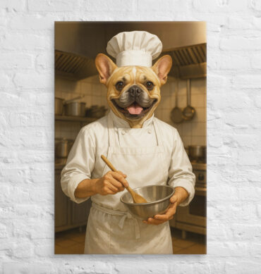 Custom Dog Chef Portrait on Canvas – Work Series (No Frame)