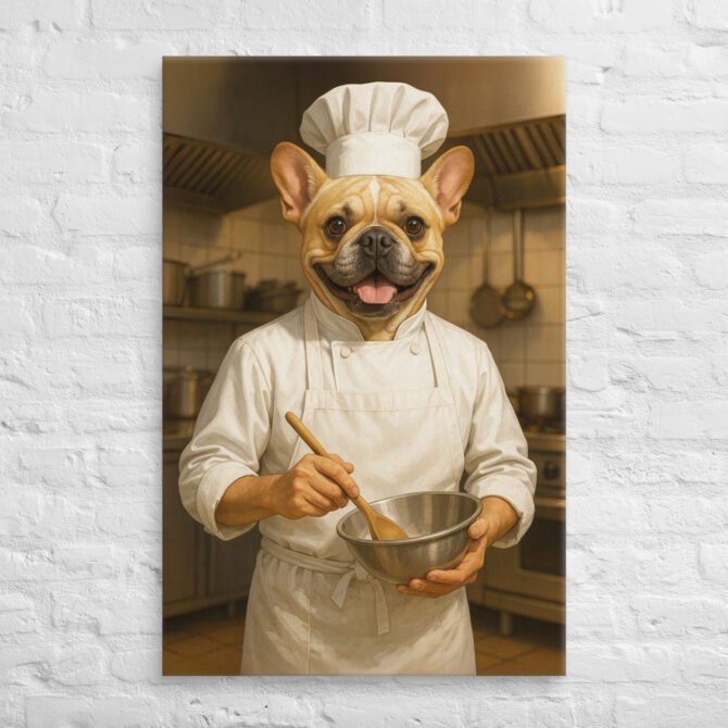 Custom Dog Chef Portrait on Canvas – Work Series (No Frame)