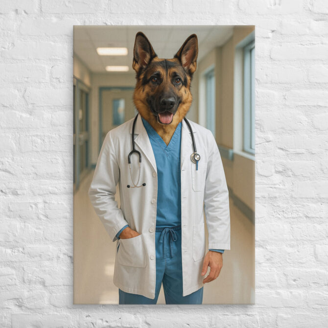 Custom Doctor Pet Portrait on Canvas – Medical Professional Style - Image 4