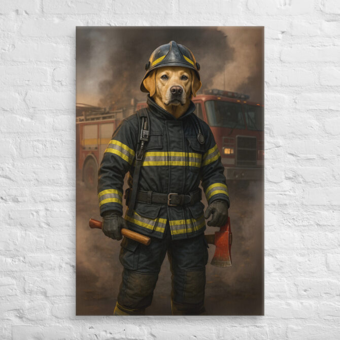 Custom Firefighter Pet Portrait Canvas – Work Style Animal Art - Image 5