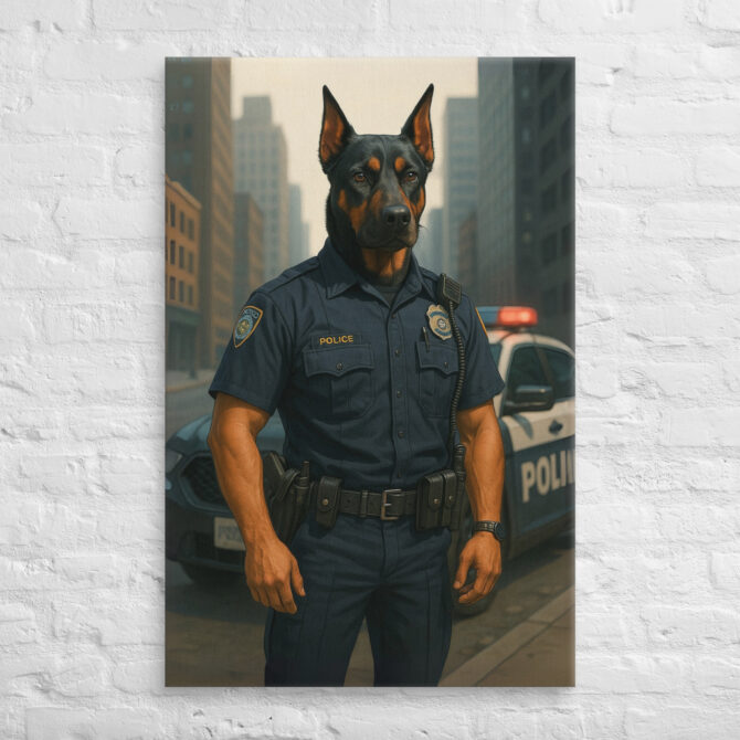 Custom Police Officer Pet Portrait – Canvas Wall Art - Image 4