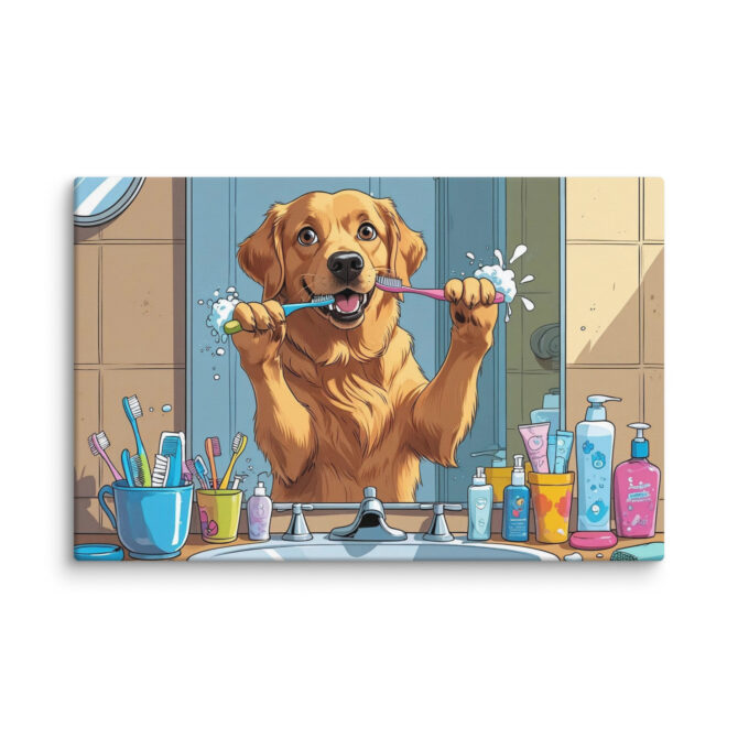Brush Time Bandit – Funny Custom Pet Bathroom Canvas - Image 7