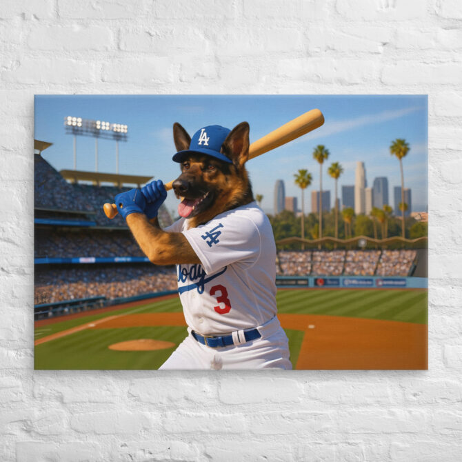 Los Angeles Dodgers Custom Pet Portrait – Hollywood Slugger Canvas - Image 3