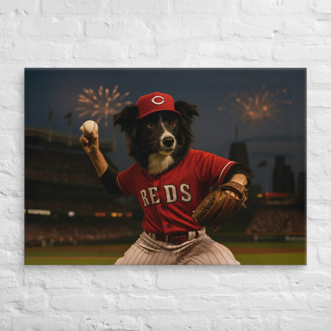 Cincinnati Reds Custom Pet Portrait – Baseball Canvas Art - Image 3