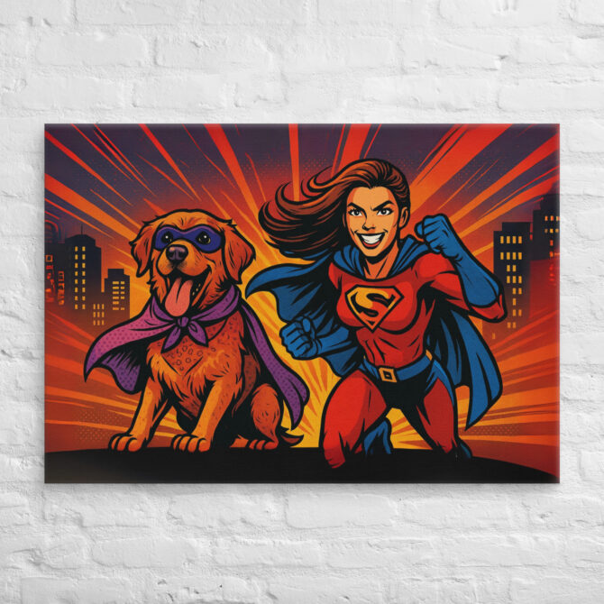 Comic Book Duo – Custom Pet & Owner Canvas Art - Image 3
