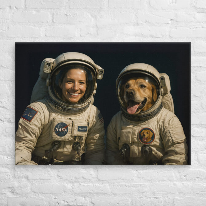 Astronauts in Space – Custom Pet & Owner Canvas Artwork - Image 3