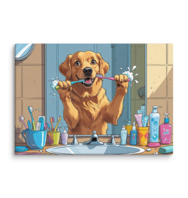 Brush Time Bandit – Funny Custom Pet Bathroom Canvas