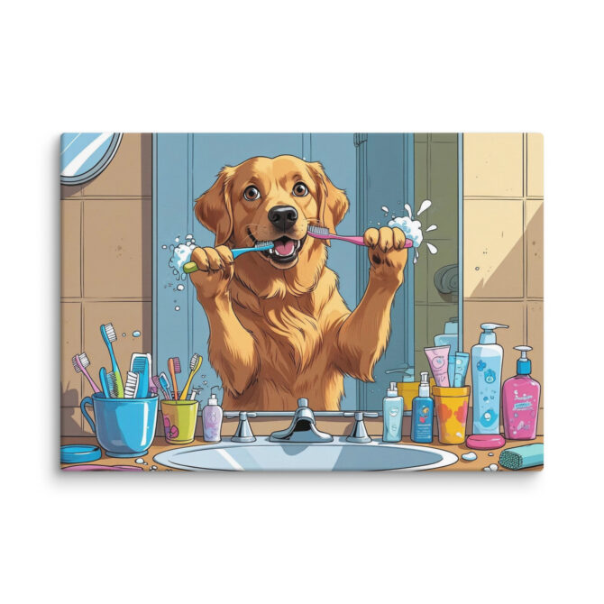 Brush Time Bandit – Funny Custom Pet Bathroom Canvas