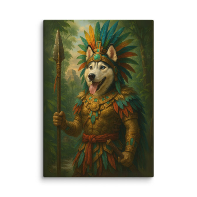 Custom Aztec Warrior Pet Portrait – Canvas Wall Art - Image 4