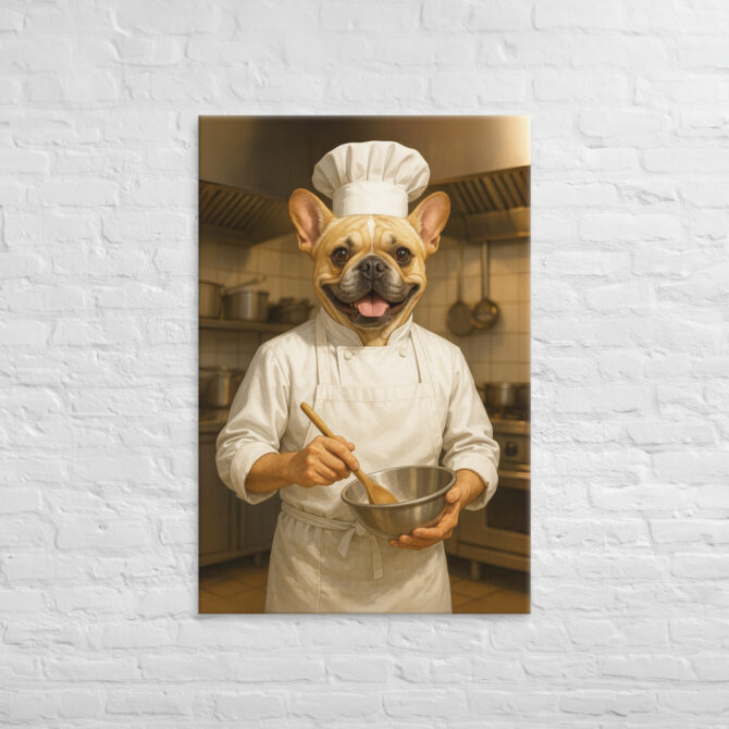 Custom Dog Chef Portrait on Canvas – Work Series (No Frame) - Image 5