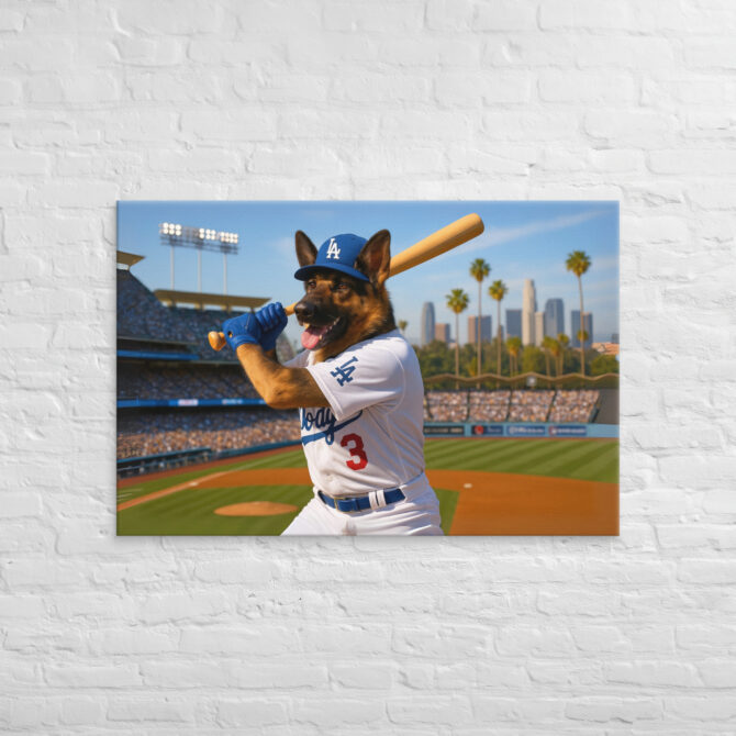 Los Angeles Dodgers Custom Pet Portrait – Hollywood Slugger Canvas - Image 4