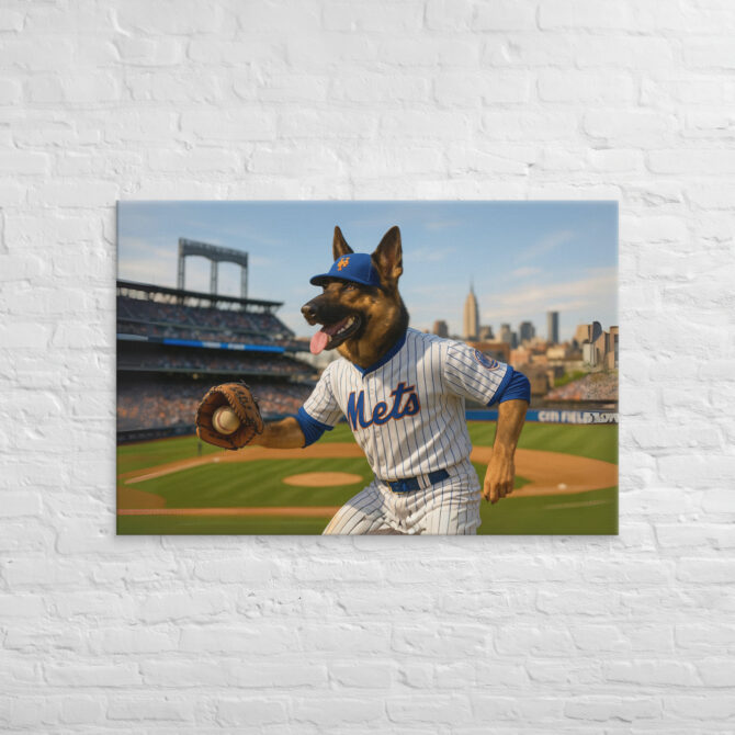 New York Mets Pet Portrait – “Queens Power Play” Canvas - Image 4