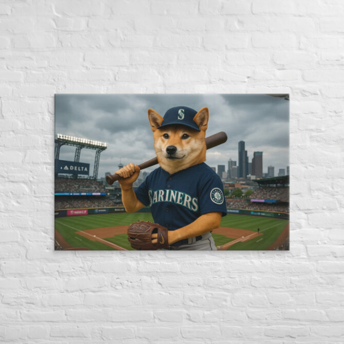 Rain City Slugger – Custom Seattle Mariners Pet Portrait Canvas - Image 4