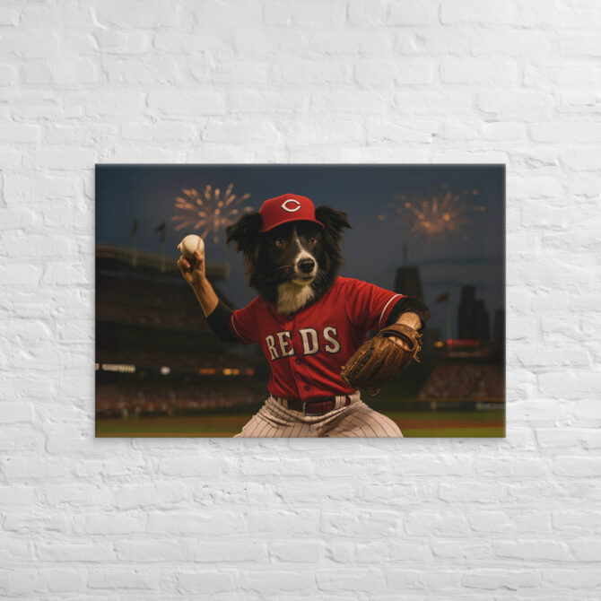 Cincinnati Reds Custom Pet Portrait – Baseball Canvas Art - Image 4