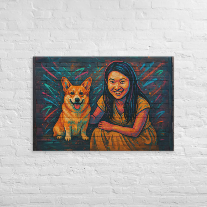 Pet & Owner Urban Street Art Canvas – Custom Graffiti Mural - Image 4