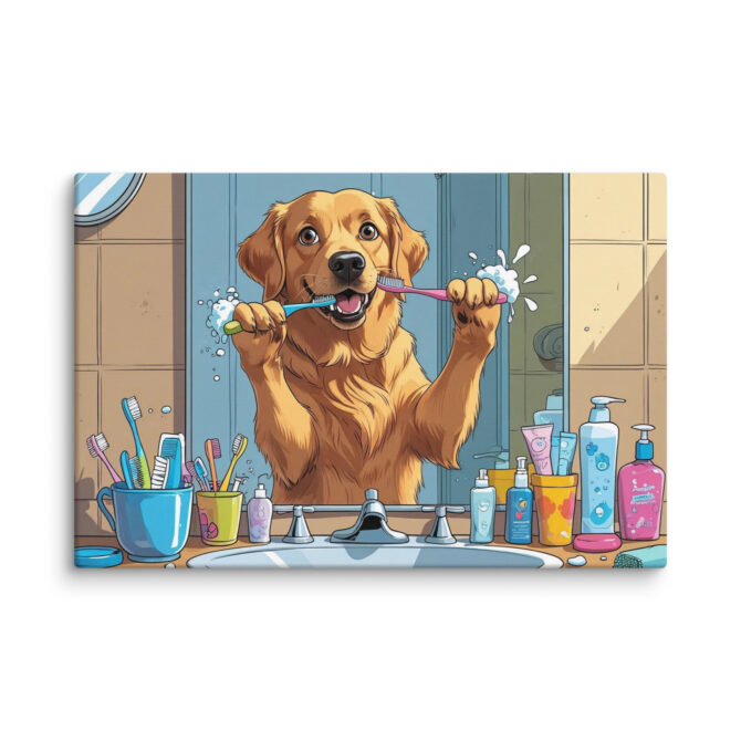 Brush Time Bandit – Funny Custom Pet Bathroom Canvas - Image 8