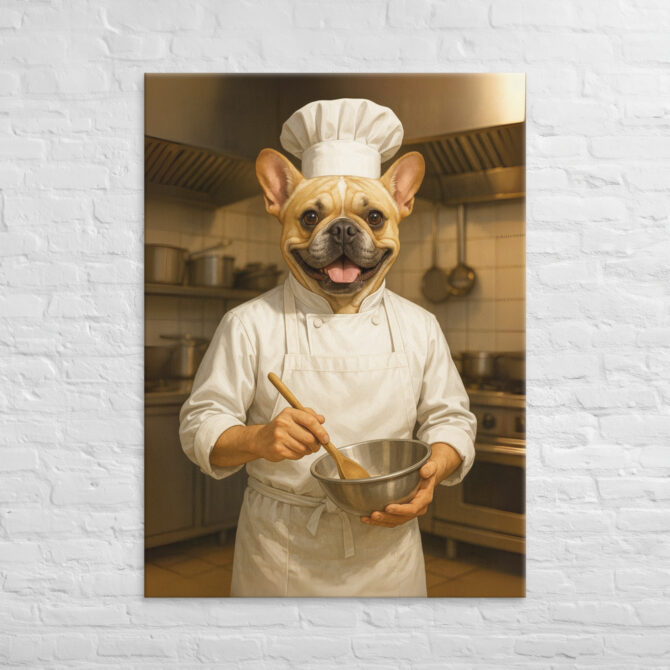 Custom Dog Chef Portrait on Canvas – Work Series (No Frame) - Image 6