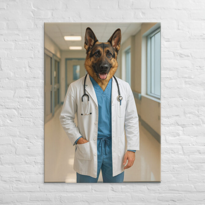 Custom Doctor Pet Portrait on Canvas – Medical Professional Style - Image 6