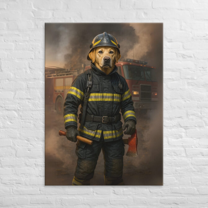 Custom Firefighter Pet Portrait Canvas – Work Style Animal Art - Image 6