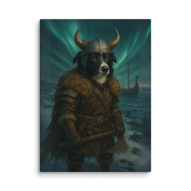 Custom Viking Berserker Pet Portrait Canvas – Longship Scene - Image 5
