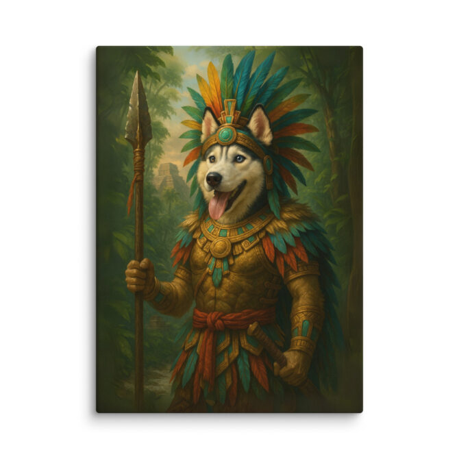Custom Aztec Warrior Pet Portrait – Canvas Wall Art - Image 5