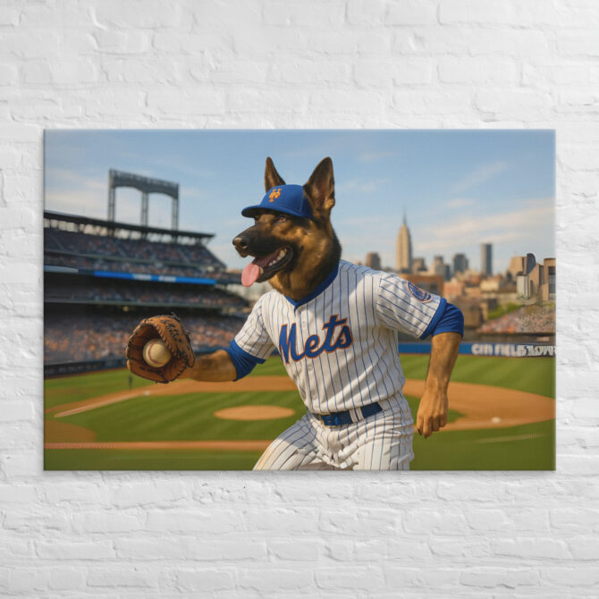 New York Mets Pet Portrait – “Queens Power Play” Canvas - Image 5
