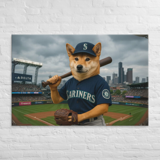 Rain City Slugger – Custom Seattle Mariners Pet Portrait Canvas - Image 5