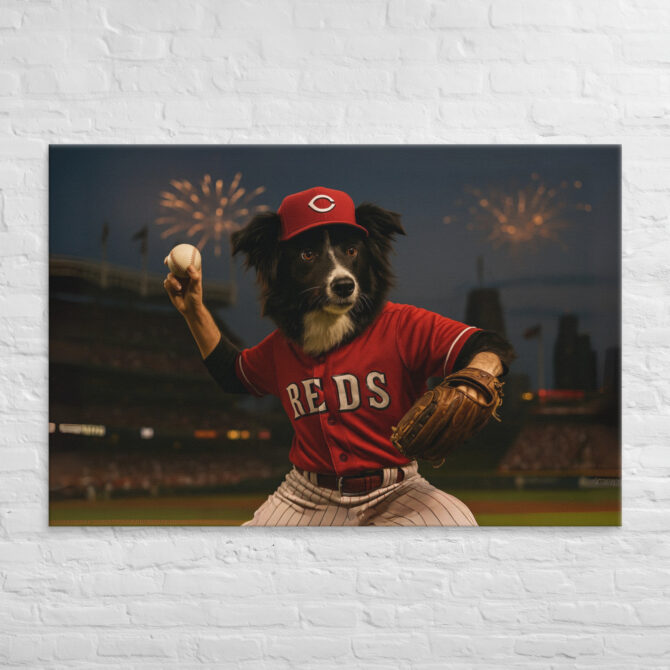 Cincinnati Reds Custom Pet Portrait – Baseball Canvas Art - Image 5