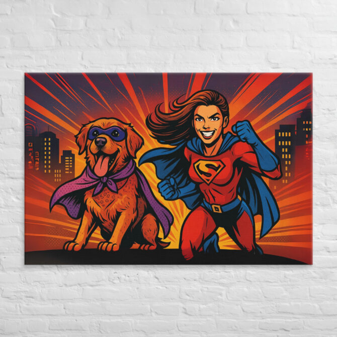 Comic Book Duo – Custom Pet & Owner Canvas Art - Image 5