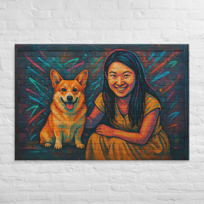 Pet & Owner Urban Street Art Canvas – Custom Graffiti Mural - Image 5
