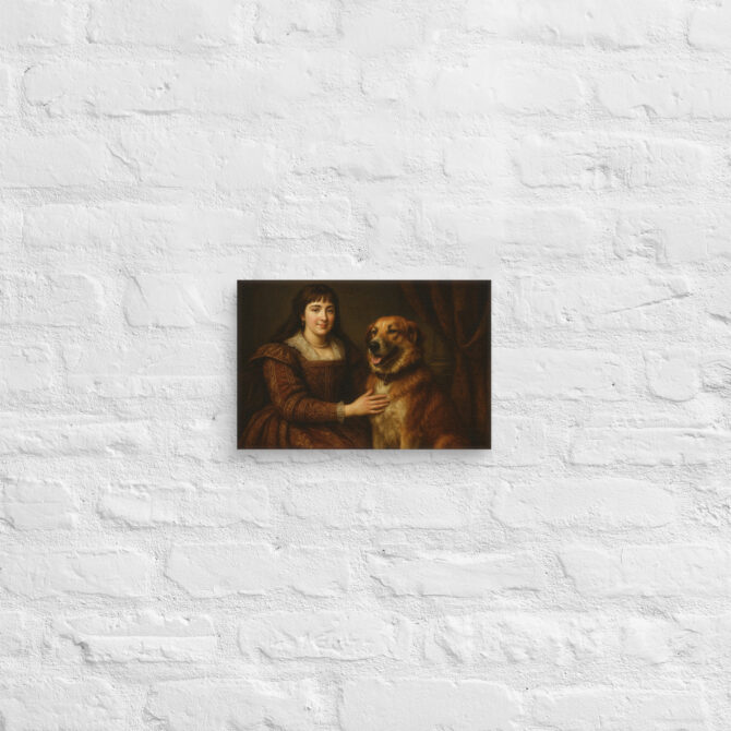 Vintage Renaissance Pet & Owner Portrait on Canvas - Image 6