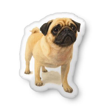 Custom Shaped Pet Pillow – Watercolor Art Style