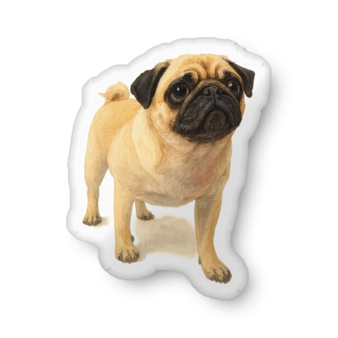 Custom Shaped Pet Pillow – Watercolor Art Style