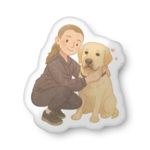 Custom-Shaped Pet Pillow – Storybook Illustration Style